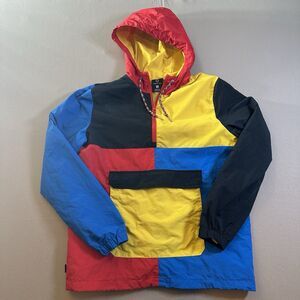 Empyre Color Block Anorak Jacket Pullover Hooded Multicolor Windbreaker Skater M